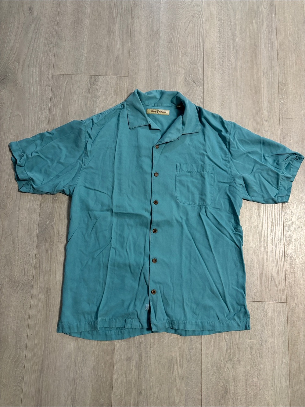 🔥BUNDLESALE Mens S Tommy Bahama Silk Teal Short Sleeve Button-Down Camp Shirt